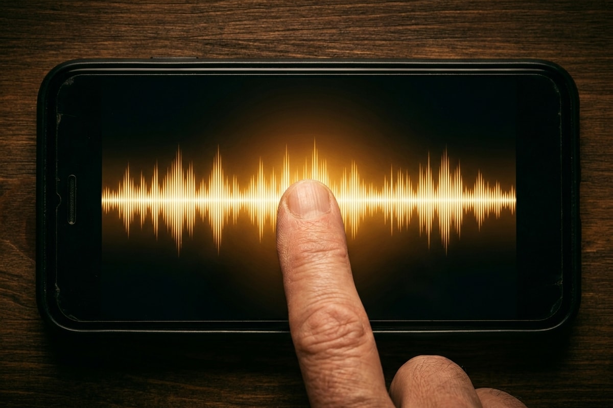 Macro of an audio waveform, warm tones